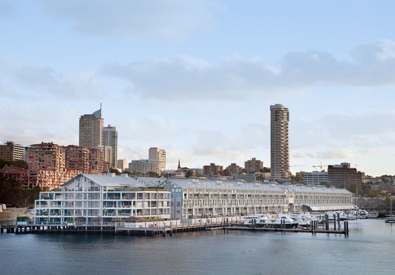 Finger Wharf at Woolloomooloo extending out across Sydney Harbour.